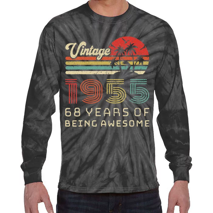 68 Year Old Birthday Vintage 1955 68th Birthday Love Tie-Dye Long Sleeve Shirt