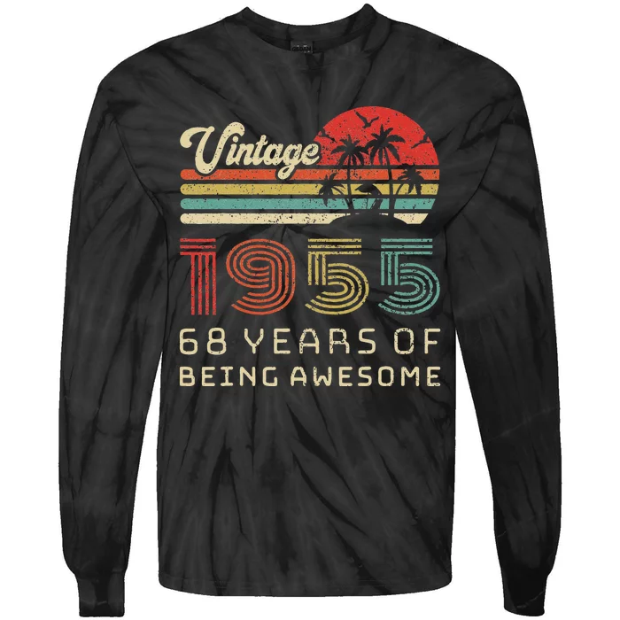 68 Year Old Birthday Vintage 1955 68th Birthday Love Tie-Dye Long Sleeve Shirt