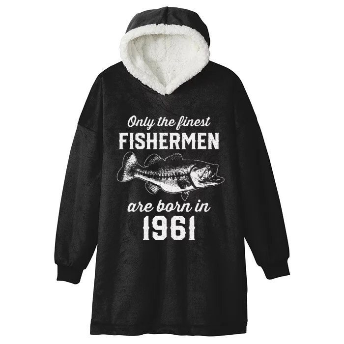 62 Year Old Fisherman Fishing 1961 62nd Birthday Hooded Wearable Blanket