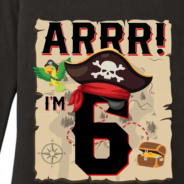 6 Year Old Pirate Birthday Arr Pirates Treasure Map 6th Gift Womens CVC Long Sleeve Shirt