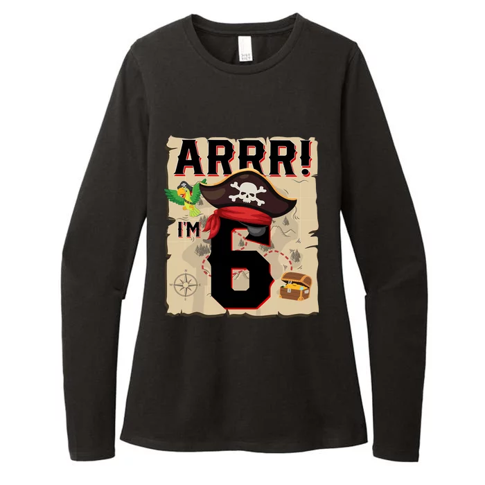 6 Year Old Pirate Birthday Arr Pirates Treasure Map 6th Gift Womens CVC Long Sleeve Shirt