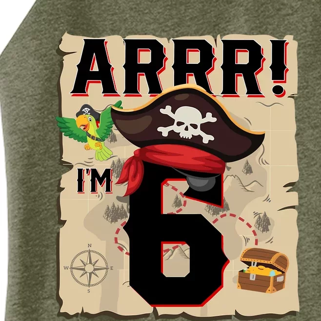 6 Year Old Pirate Birthday Arr Pirates Treasure Map 6th Gift Women’s Perfect Tri Rocker Tank