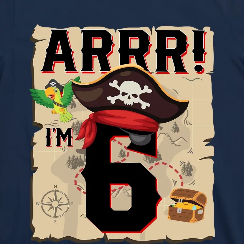 6 Year Old Pirate Birthday Arr Pirates Treasure Map 6th Gift T-Shirt