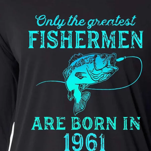 62 Years Old Fisherman Born In 1961 62nd Birthday Cooling Performance Long Sleeve Crew