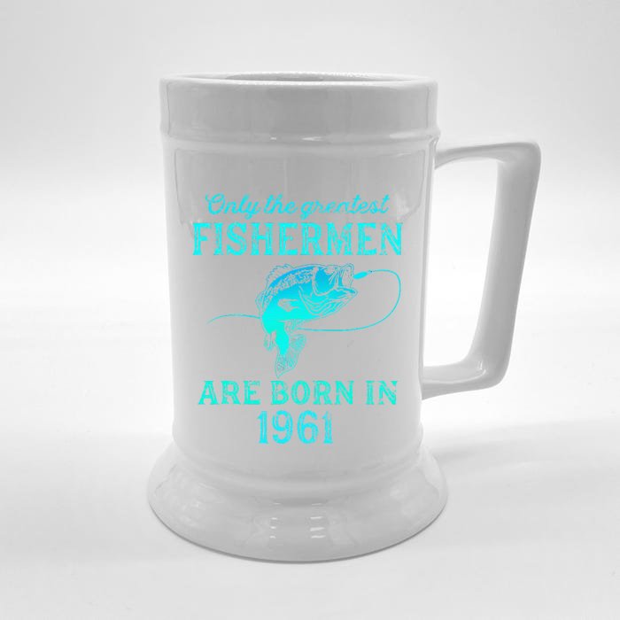 62 Years Old Fisherman Born In 1961 62nd Birthday Front & Back Beer Stein