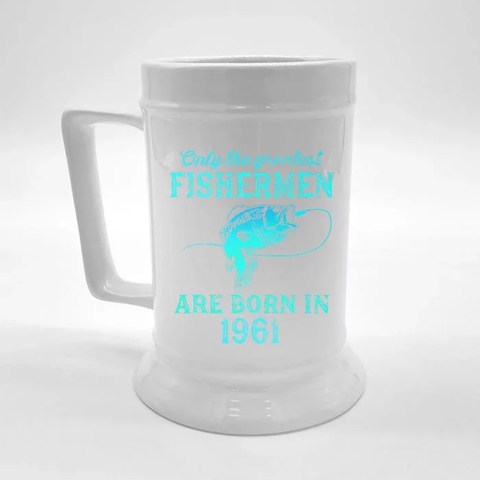 62 Years Old Fisherman Born In 1961 62nd Birthday Front & Back Beer Stein