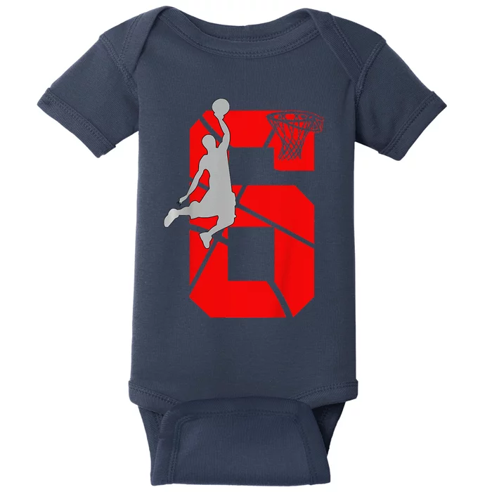 6 Year Old 6th Basketball Birthday Partytheme Baby Bodysuit