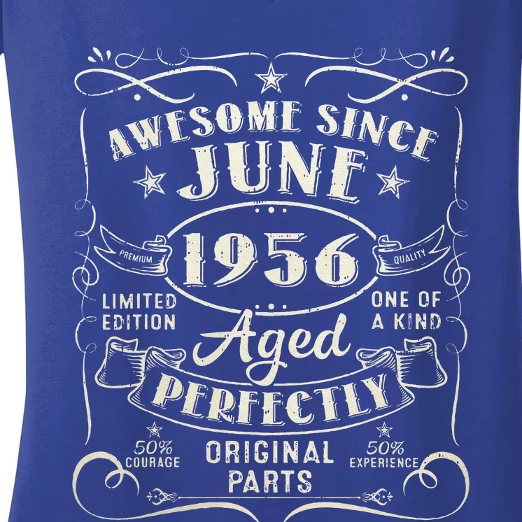 67 Year Old Awesome Since June 1956 67th Birthday Women's V-Neck T-Shirt