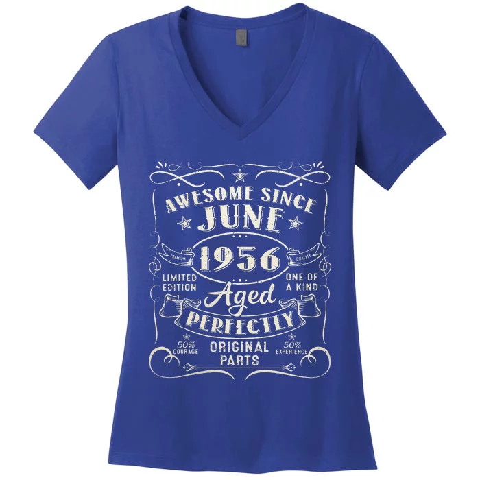 67 Year Old Awesome Since June 1956 67th Birthday Women's V-Neck T-Shirt