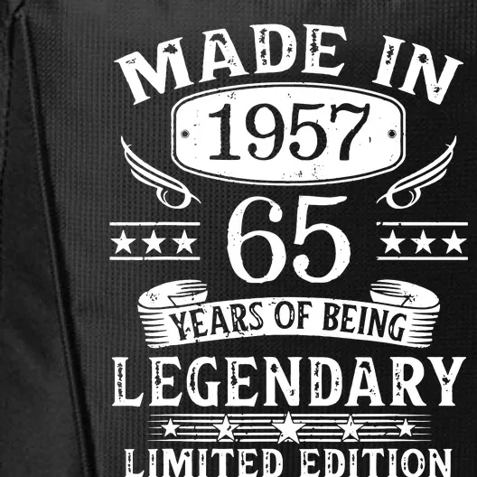 65 Years Old Made In 1957 Shirt 65th Birthday Gift City Backpack