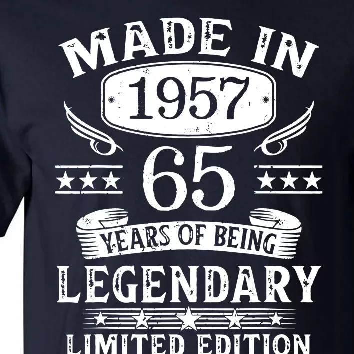 65 Years Old Made In 1957 Shirt 65th Birthday Gift Tall T-Shirt