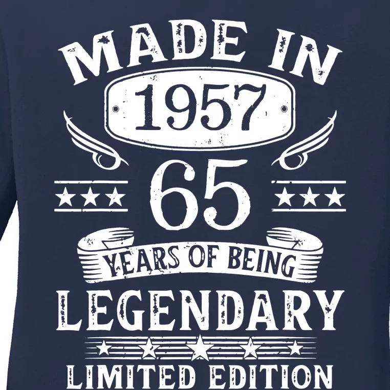 65 Years Old Made In 1957 Shirt 65th Birthday Gift Ladies Long Sleeve Shirt