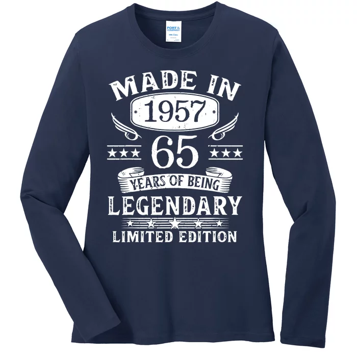 65 Years Old Made In 1957 Shirt 65th Birthday Gift Ladies Long Sleeve Shirt