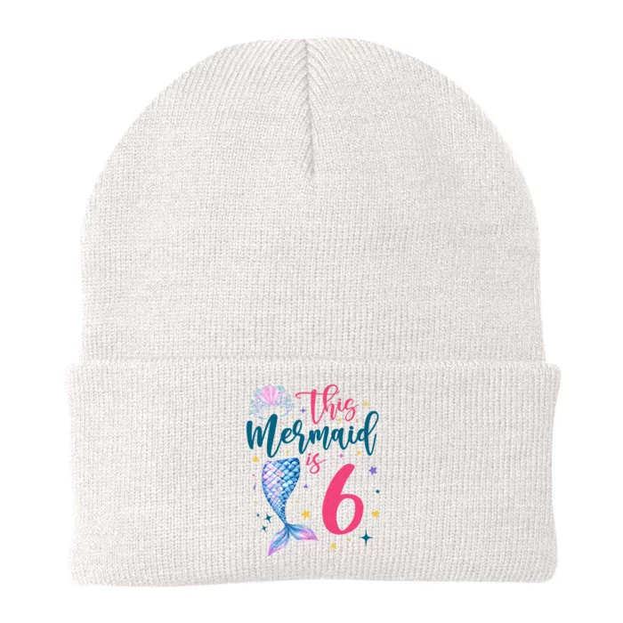 6 Year Old Mermaid Queen 6th Birthday Girl Kids Six B Day Knit Cap Winter Beanie