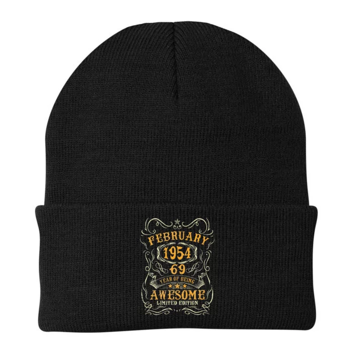 69 Year Old Awesome Since February 1954 69th Birthday Gift Knit Cap Winter Beanie