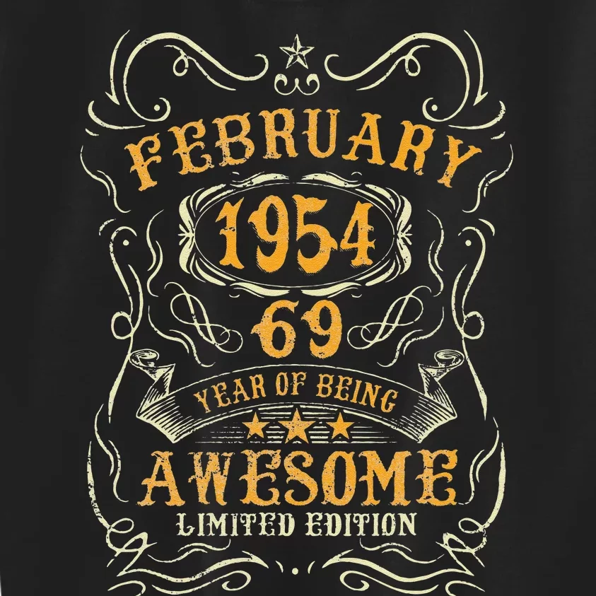 69 Year Old Awesome Since February 1954 69th Birthday Gift Kids Sweatshirt