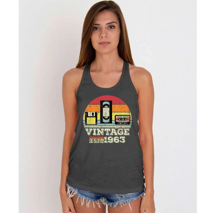 60 Year Old Vintage 1963 60th Birthday Gifts For Women Women's Knotted Racerback Tank