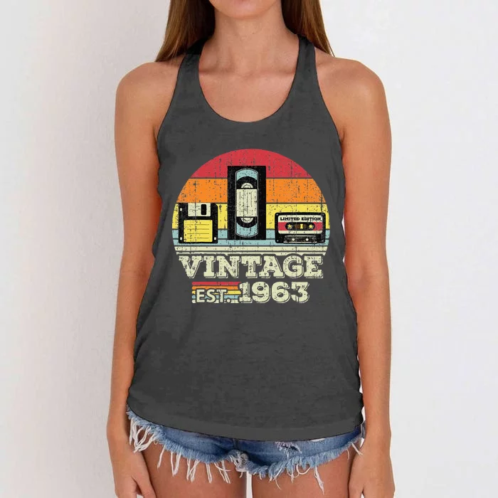 60 Year Old Vintage 1963 60th Birthday Gifts For Women Women's Knotted Racerback Tank