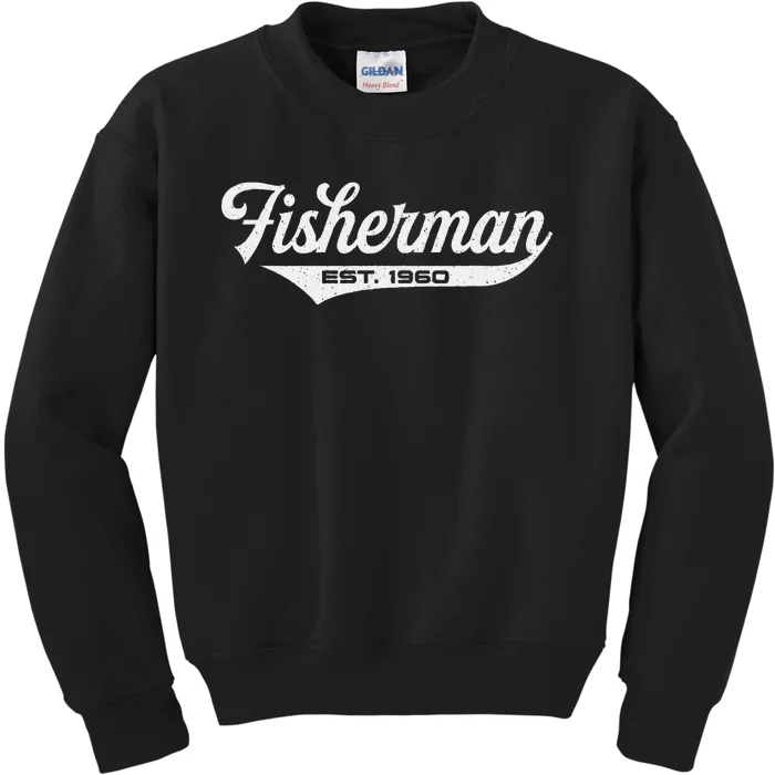 63 Year Old Fisherman Fishing 1960 63rd Birthday Cute Kids Sweatshirt