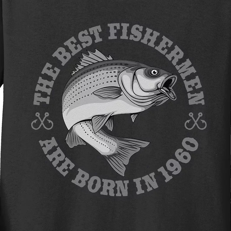 63 Year Old Fisherman Fishing 1960 63rd Birthday Funny Kids Long Sleeve Shirt