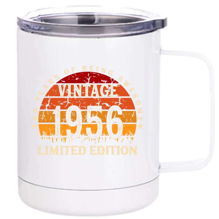 66 Year Old Gifts Retro Vintage 1956 Limited Edition 66th Birthday Front & Back 12oz Stainless Steel Tumbler Cup