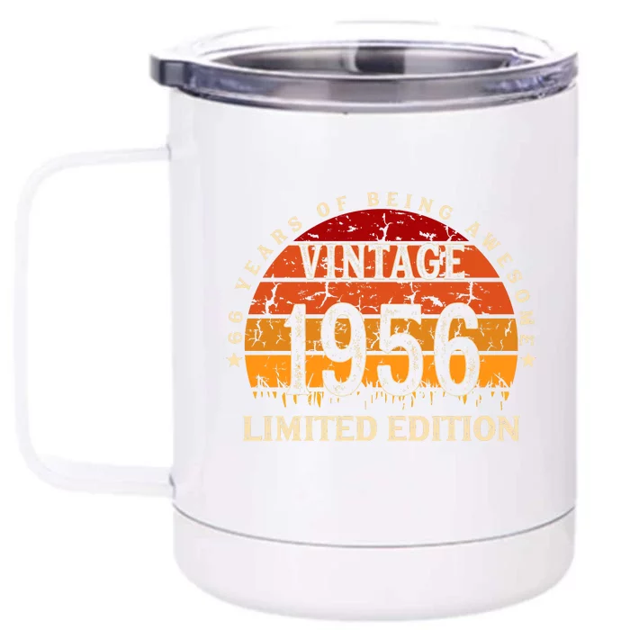 66 Year Old Gifts Retro Vintage 1956 Limited Edition 66th Birthday Front & Back 12oz Stainless Steel Tumbler Cup