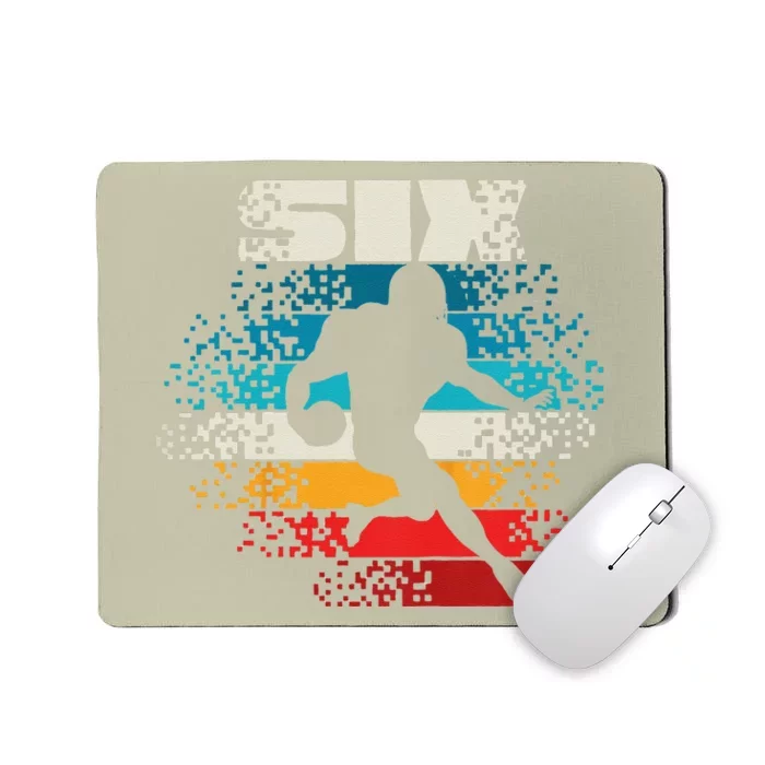 6 Year Old 6th Vintage Retro Football Birthday Party Mousepad