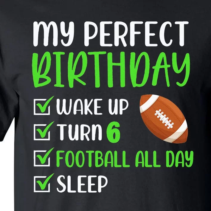 6 Year Old American Football Birthday Party 6th Boy Player Tall T-Shirt