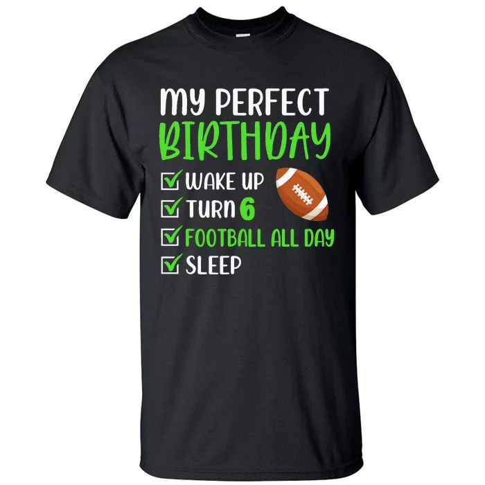 6 Year Old American Football Birthday Party 6th Boy Player Tall T-Shirt