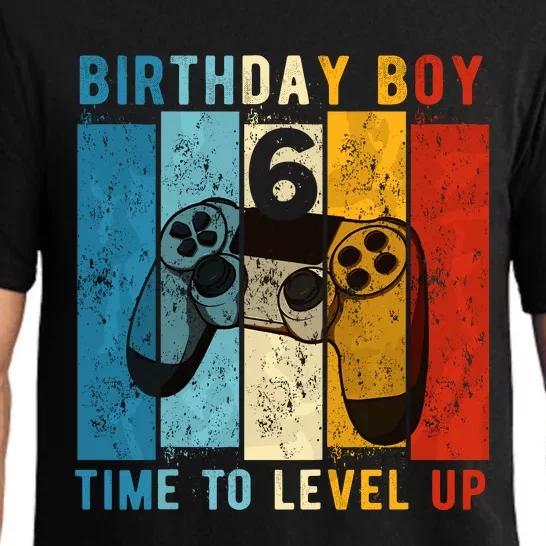 6 Year Old Birthday Boy 6 Time To Level Up 6th Birthday Boy Pajama Set