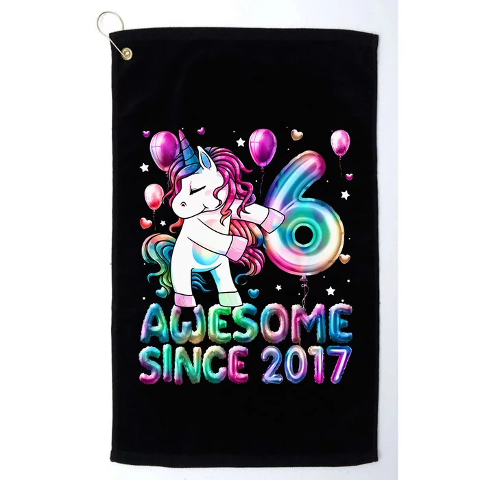 6 Years Old Unicorn Flossing 6th Birthday Girl Unicorn Party Platinum Collection Golf Towel