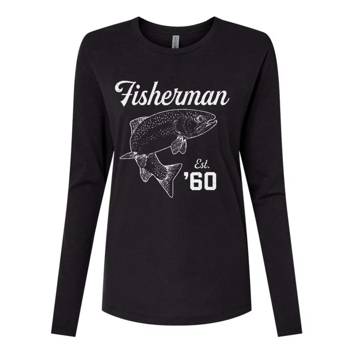 63 Year Old Trout Fisherman Fishing 1960 63rd Birthday Womens Cotton Relaxed Long Sleeve T-Shirt