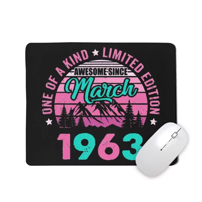 60 Years Old Awesome Since March 1963 60Th Birthday Women Mousepad