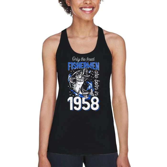 63 Years Old Fishing Fisherman 1958 63rd Birthday Women's Racerback Tank