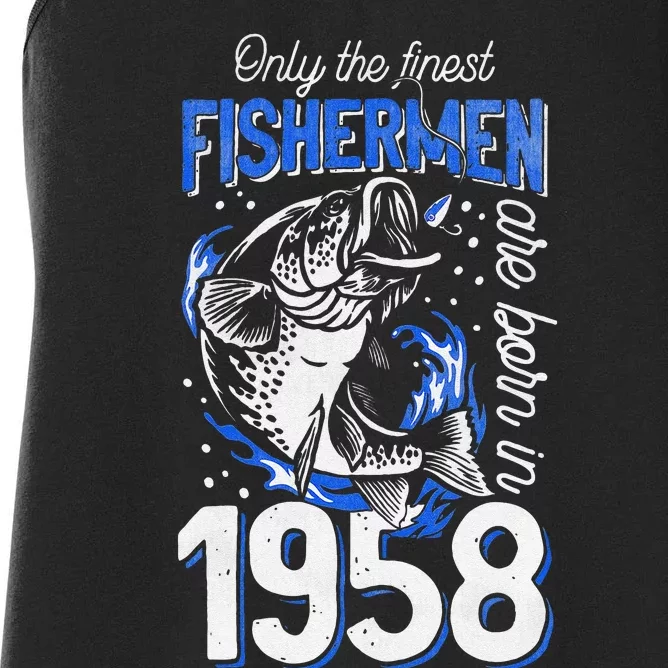 63 Years Old Fishing Fisherman 1958 63rd Birthday Women's Racerback Tank