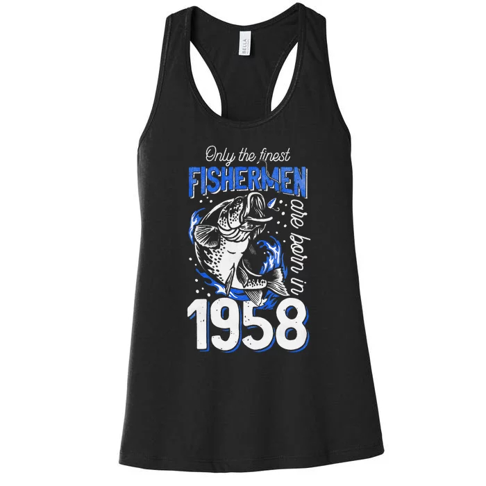 63 Years Old Fishing Fisherman 1958 63rd Birthday Women's Racerback Tank