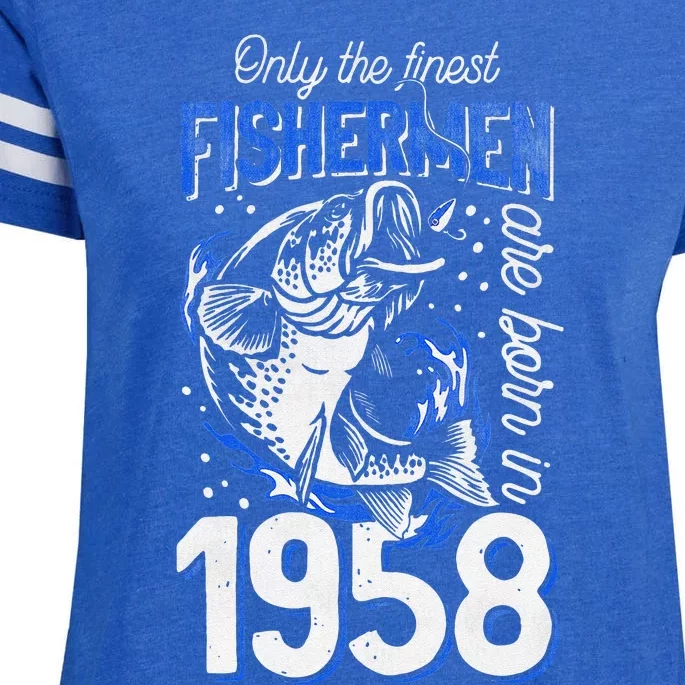 63 Years Old Fishing Fisherman 1958 63rd Birthday Enza Ladies Jersey Football T-Shirt