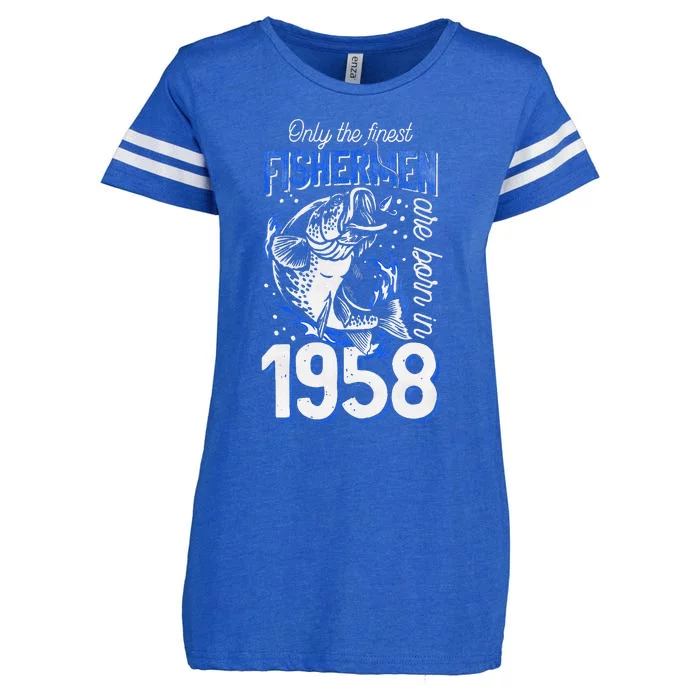 63 Years Old Fishing Fisherman 1958 63rd Birthday Enza Ladies Jersey Football T-Shirt