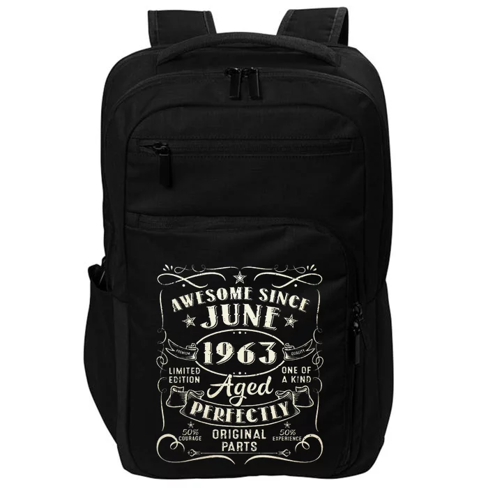 60 Year Old Awesome Since June 1963 60th Birthday Impact Tech Backpack