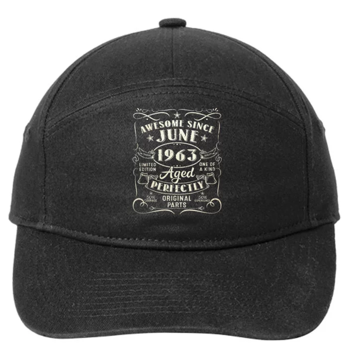 60 Year Old Awesome Since June 1963 60th Birthday 7-Panel Snapback Hat