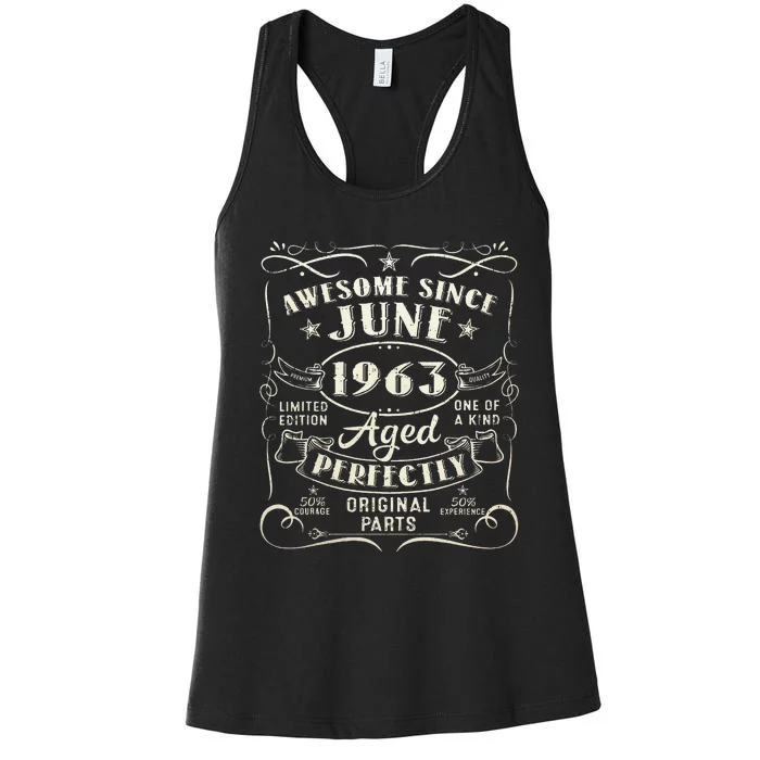 60 Year Old Awesome Since June 1963 60th Birthday Women's Racerback Tank