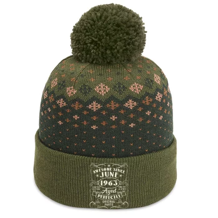 60 Year Old Awesome Since June 1963 60th Birthday The Baniff Cuffed Pom Beanie