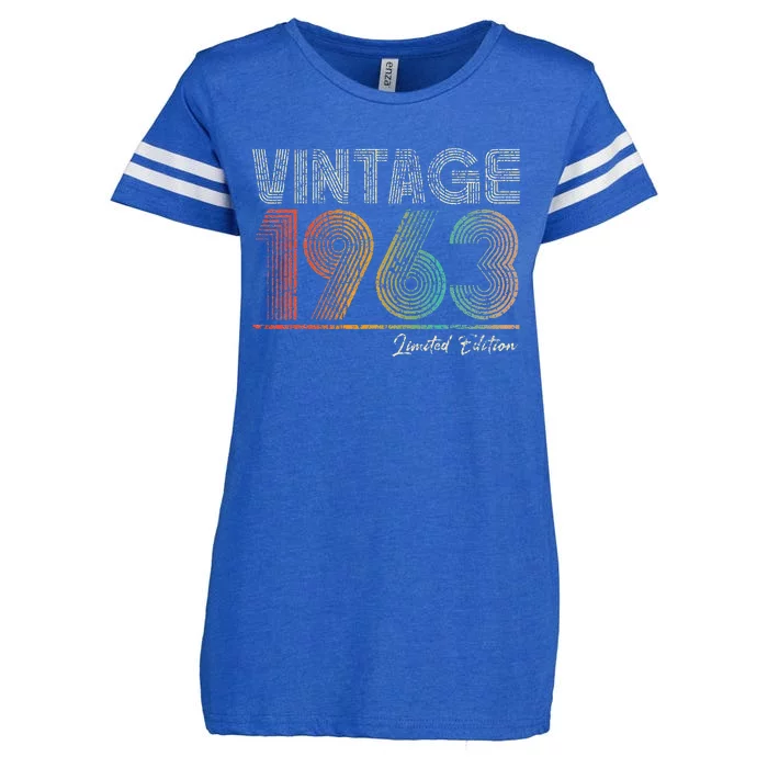 60 Years Old Vintage 1963 60th Birthday Gifts For Women Enza Ladies Jersey Football T-Shirt