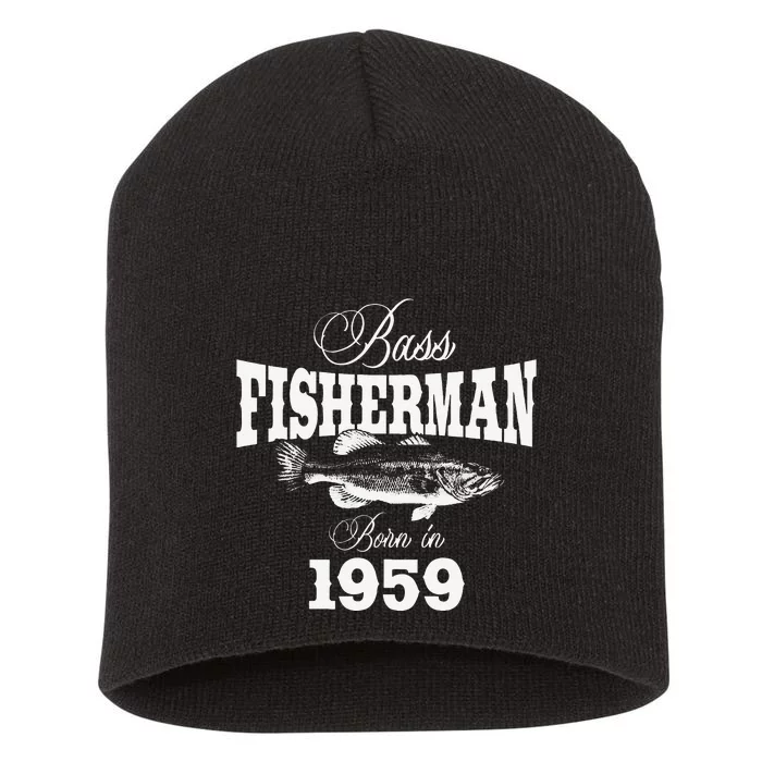 64 Year Old Fisherman Bass Fishing 1959 64th Birthday Short Acrylic Beanie