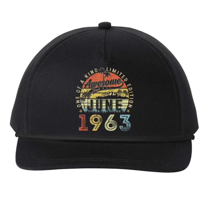 60 Year Old Awesome Since June 1963 60th Birthday Snapback Five-Panel Rope Hat