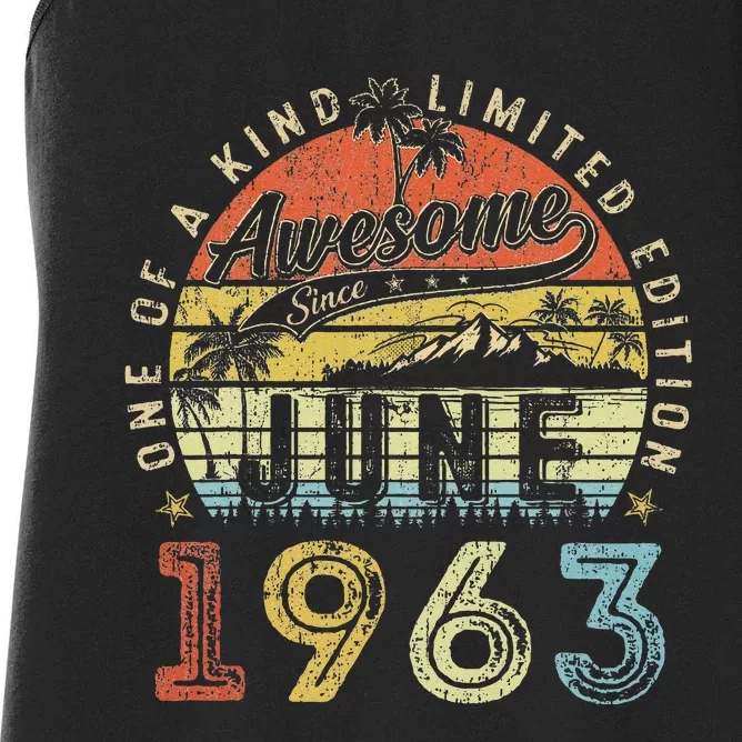 60 Year Old Awesome Since June 1963 60th Birthday Women's Racerback Tank