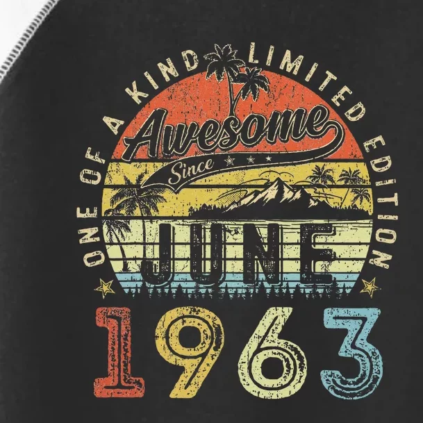 60 Year Old Awesome Since June 1963 60th Birthday Toddler Fine Jersey T-Shirt