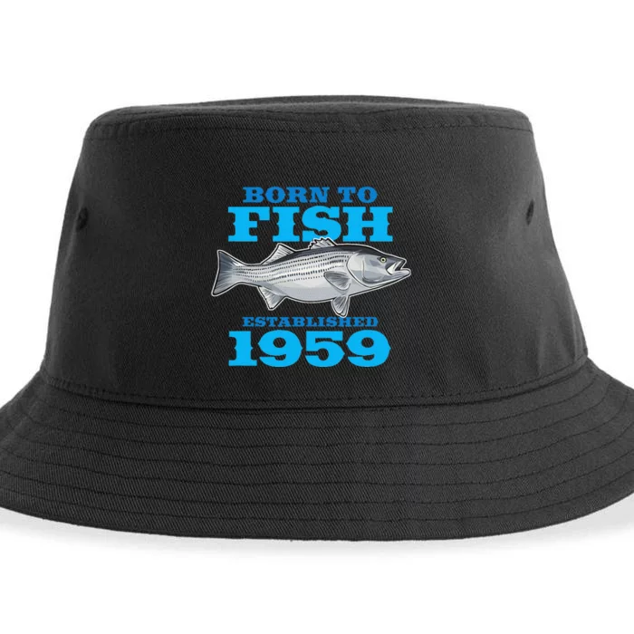 64 Year Old Fishing Fisherman 1959 64th Birthday Sustainable Bucket Hat