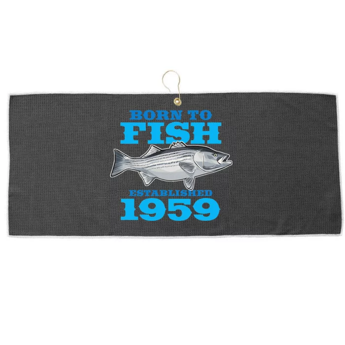 64 Year Old Fishing Fisherman 1959 64th Birthday Large Microfiber Waffle Golf Towel