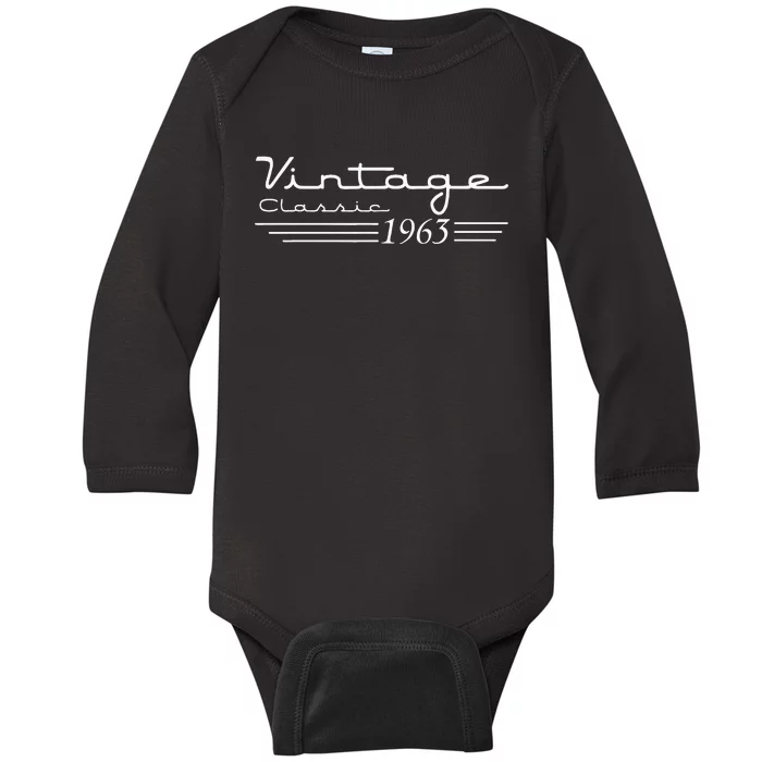 60 Year Old Gifts Vintage 1963 60th Men Women 60th Birthday Baby Long Sleeve Bodysuit